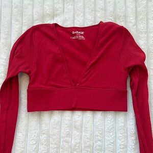 Garage Red Fitted Crop Top